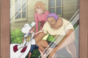 A photo of Zephyr with his wife and son.