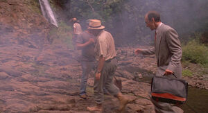 Gennaro discussing the viability and security of John Hammond's Jurassic Park.