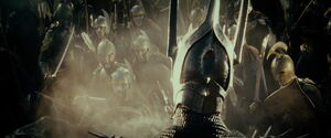 Sauron appears before the soldiers of Elves and Men.