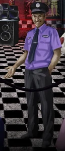 A man who could possibly be William in the flesh in concept art of a Five Nights at Freddy's "dark ride".
