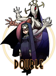 Double in her monster and human forms.