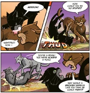 Nightpelt attacks Clawface.EFS.png (897 KB) Clawface and Nightpelt clashing during ThunderClan's retrieval of the stolen kits.