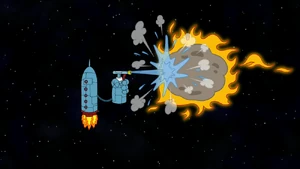 Sandy extinguishing the Meteor.