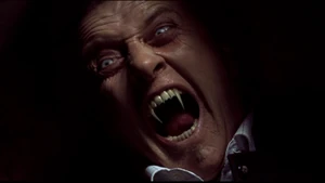 Barlow revealing his fangs.