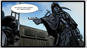 Dark Shepherd pointing a gun at Ghost.