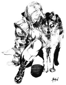 Artwork of Sniper Wolf by Yoji Shinkawa, for Metal Gear Solid.