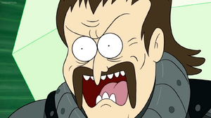 Mr. Ross' Villainous Breakdown.png (499 KB) "'''NOW, WHO'S READY TO DIE?!'''" Ross yelling at Mordecai and Rigby, his villainous breakdown.