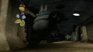 Sergueï taking Rayman to the center of the coliseum for his next day of championship.