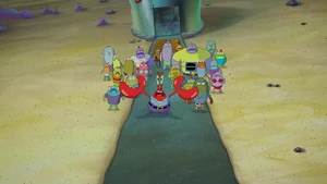 Mr. Krabs enraged again when he thinks SpongeBob was undercover and actually works for Plankton.