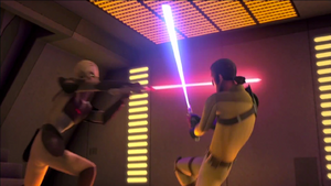 The Inquisitor proved to be a superior opponent, quickly gaining the upper-hand over the former Padawan.