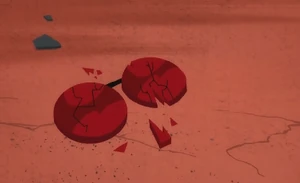 The shattered glasses of the Guardian (which implied that he died).