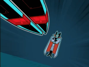 Valerie flies towards Plasmius...