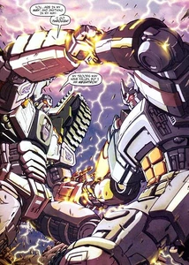 Galvatron fights Megatron.