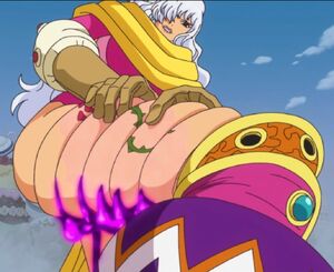 Smoothie squeezes her leg to remove Reiju's poison.