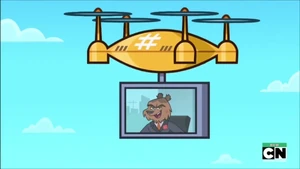 Beartop Mabelow on a video message on a drone.