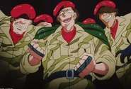 Crazy Mash and his fellows laughing at Jigen's misfortune.