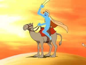 The Phantom Virus riding on a camel.