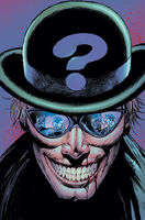 The Riddler's evil grin.