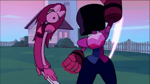 Spinel dodging Garnet's attacks.