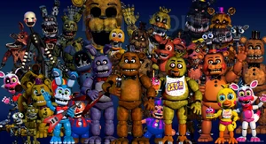 Springtrap in the "Thank You!" image while it was changing into FNAF World.