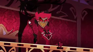 Alastor deciding to stay at the hotel, planning for something.