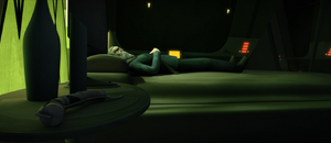 The Count asleep in his bed while Asajj Ventress and her two Nightsisters became invisible and infiltrated Castle Serenno on Serenno.
