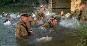 The Nazis in the lake, after nearly being run over by Elwood.