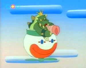 King Koopa in his Koopa Clown Car.