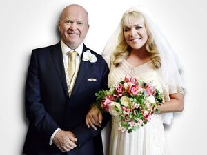 Phil Mitchell with his dynamic romance partner Sharon Watts - also his fourth wife and true love.