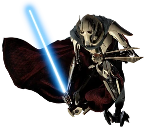 Grievous with an activated lightsaber.