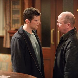 Phil Mitchell feuding against his hardman adversary Dennis Rickman.