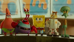 Mr. Krabs glares furiously at Burger-Beard that he was the one who stole the formula. (Not Plankton)