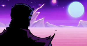Ultralak watching The Teen Titans escaping from him.