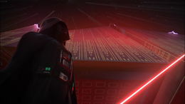 Turning his attention back to retrieving the holocron, Vader quickly returned to the temple obelisk.