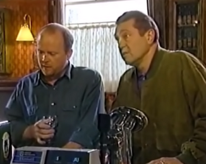 Phil Mitchell chatting with Kathy's brother Ted Hills.