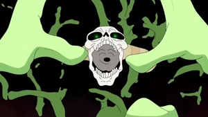 The Lich begins to be transformed into a hendecahedron, presumably to either his death or his imprisonment.