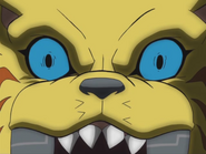 SaberLeomon after being stunned by the Gizumon laser.