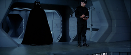Vader silently striding from the bridge of the Executor without harming anyone.
