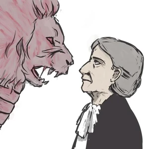 Yaldabaoth and Judith.jpg (29 KB) Dr. Judith inspecting a statue representing Yaldabaoth.
