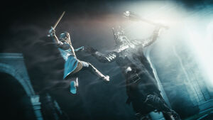 Celebrimbor fights against Sauron.