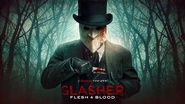 The season's visual cover of The Gentleman in the woods, with a bloody knife.