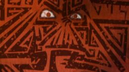 Darth Vader appearing in a vision from the Nelvaanian cave drawings.