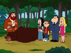 The Smiths meet Buckle, who has saved them from a bear.