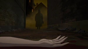 Jack the Ripper walking away after Pamela Isley's murder.