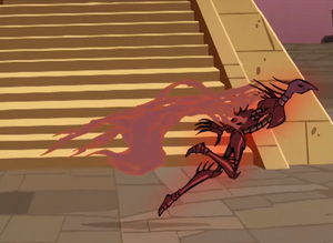 Lord Darkar transform into a phoenix.