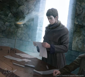 Maester Pylos, current maester of Dragonstone and former assistant of Cressen. Despite his young age, he is smart and mature.