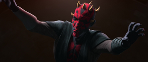 Maul concentrates as he continues to destroy the hyperdrive room.