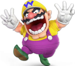 Wario in his classic outfit in Super Smash Bros. Ultimate.