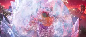 Bowser frozen by Princess Peach.