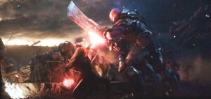 Thanos battling Scarlet Witch.